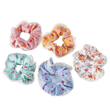 Big Size Korea Elastic Kawaii Hair Bands Girls Floral Lace Edge Scrunchie Ponytail Holder Hair Ties Headwear Hair Accessories daiiibabyyy